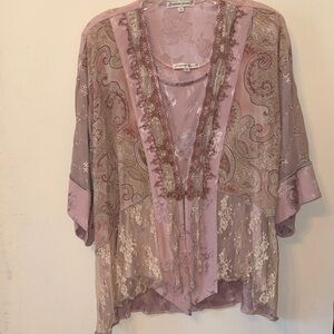 Spencer Alexis 2 Pc. Tank & Cardigan. Vintage-Inspired Lace Kimono/tank. Size 16